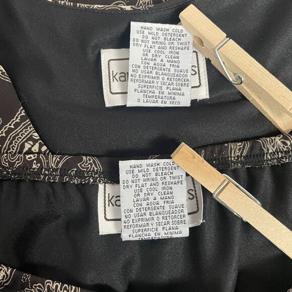 Skirt Set Size 14 Black Beige Paisley Flutter Short Sleeve A Line Y2K 2 Piece - Picture 12 of 16